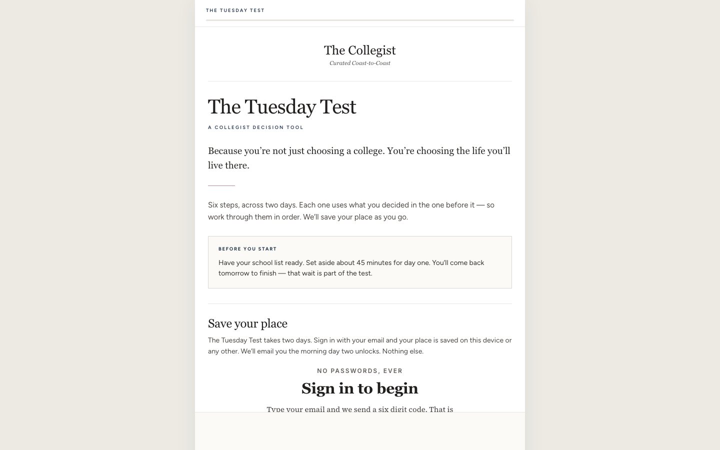 The Tuesday Test online